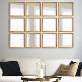 Wallity Juego de Espejos de 12 Piezas Oro y Plata de 24 x 24 cm